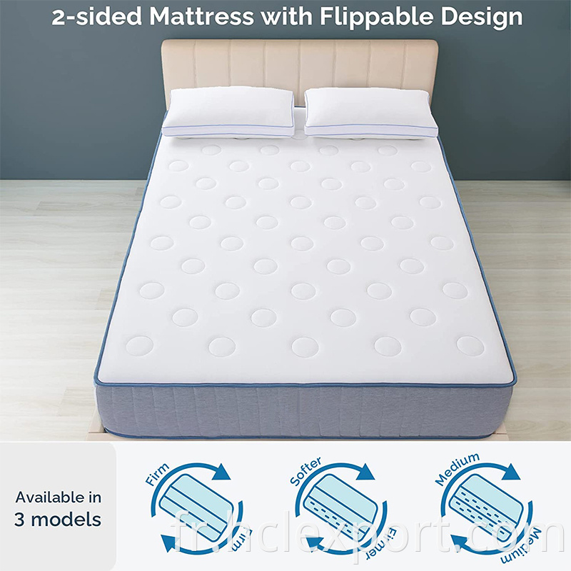 Rouler dans la boîte 10 pouces Matelas en mousse à mémoire de gel avec matelas hybride King Springs individuel